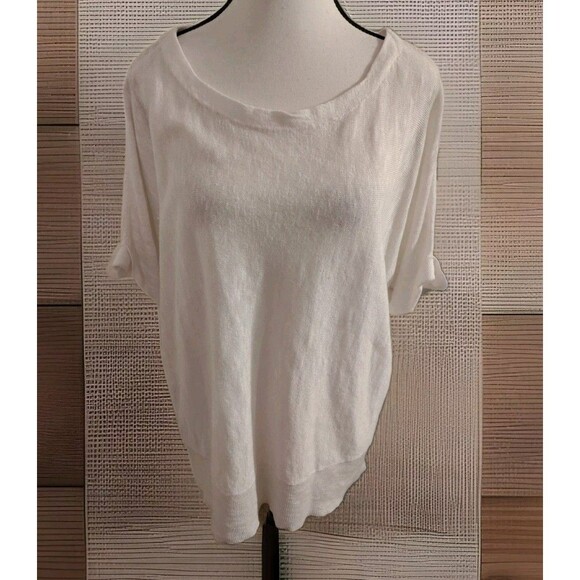 Eileen Fisher Blouse Size M Cream Ivory Low/High Hem Linen/Cotton - Picture 1 of 10